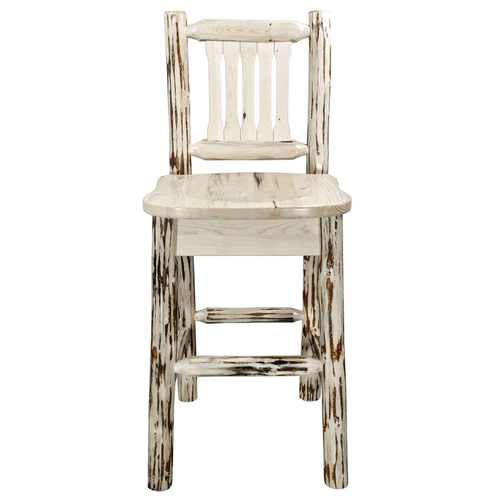 Montana Collection Barstool w/ Back, Clear Lacquer Finish, Ergonomic Wooden Seat. Picture 2
