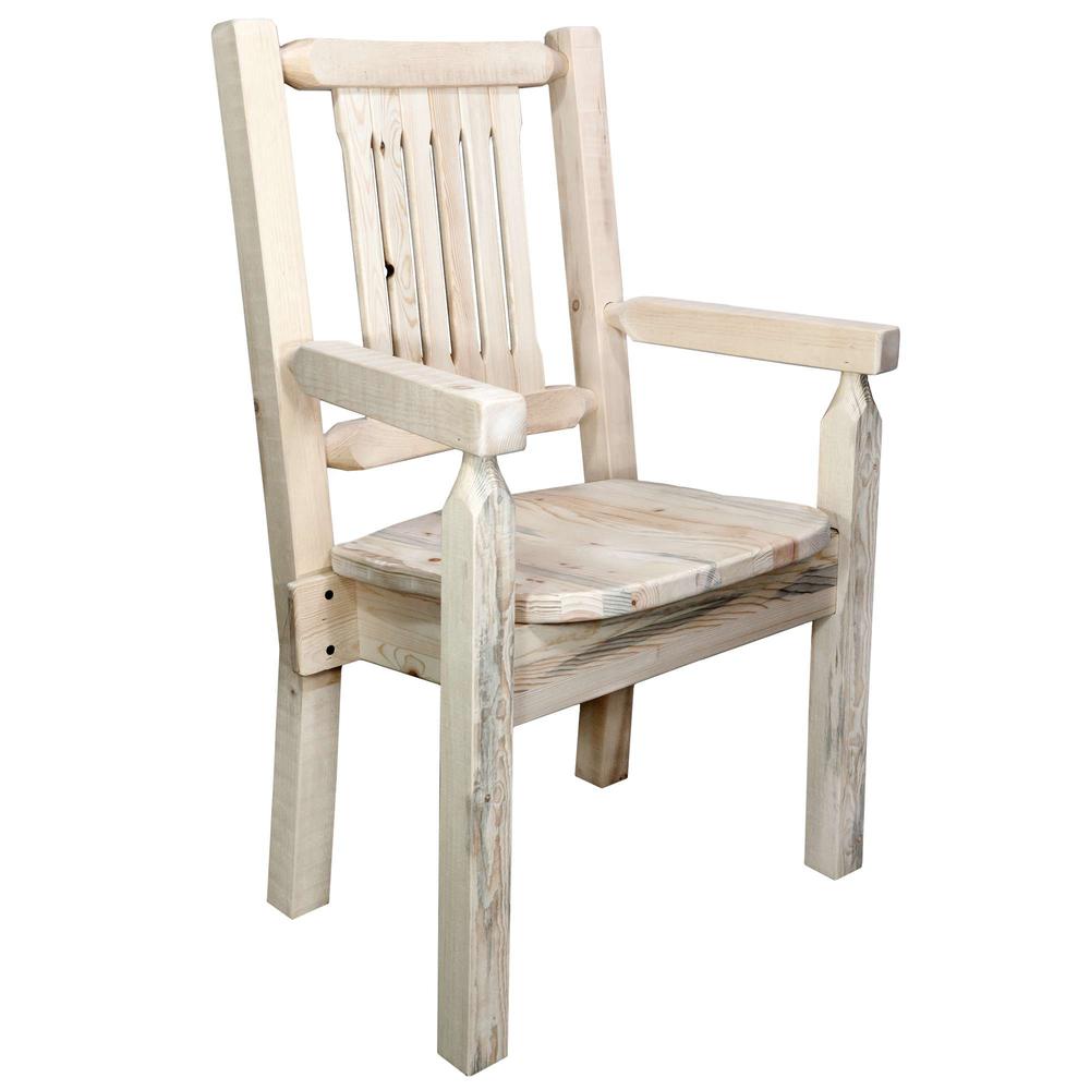 Homestead Collection Captain's Chair, Clear Lacquer Finish w/ Ergonomic Wooden Seat. Picture 1
