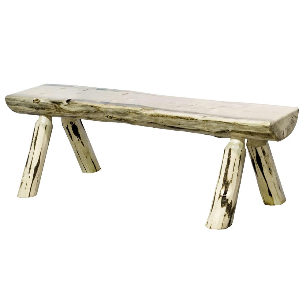 Montana Collection Half Log Bench, Clear Lacquer Finish, 4 Inch. Picture 2