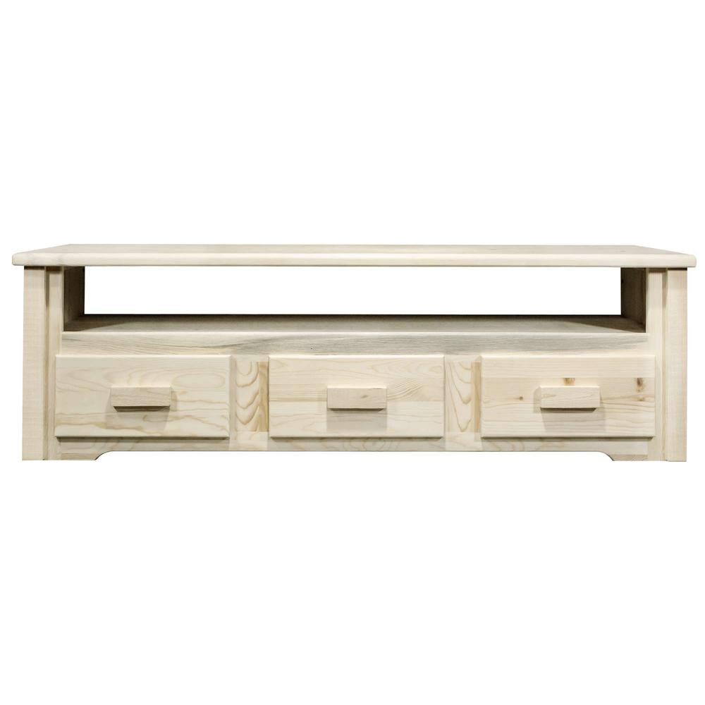 Homestead Collection Sitting Chest/Entertainment Center, Clear Lacquer Finish. Picture 2