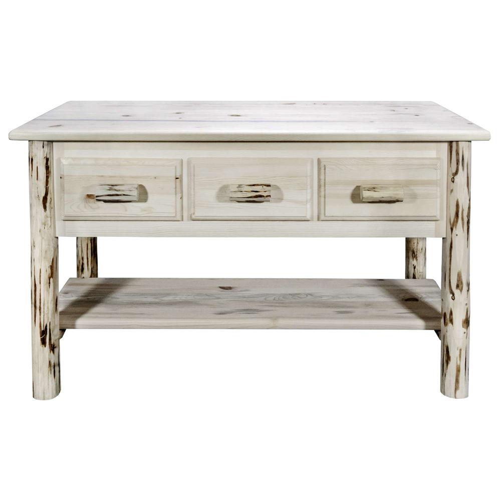Montana Collection Console Table w/ 3 Drawers, Clear Lacquer Finish. Picture 2