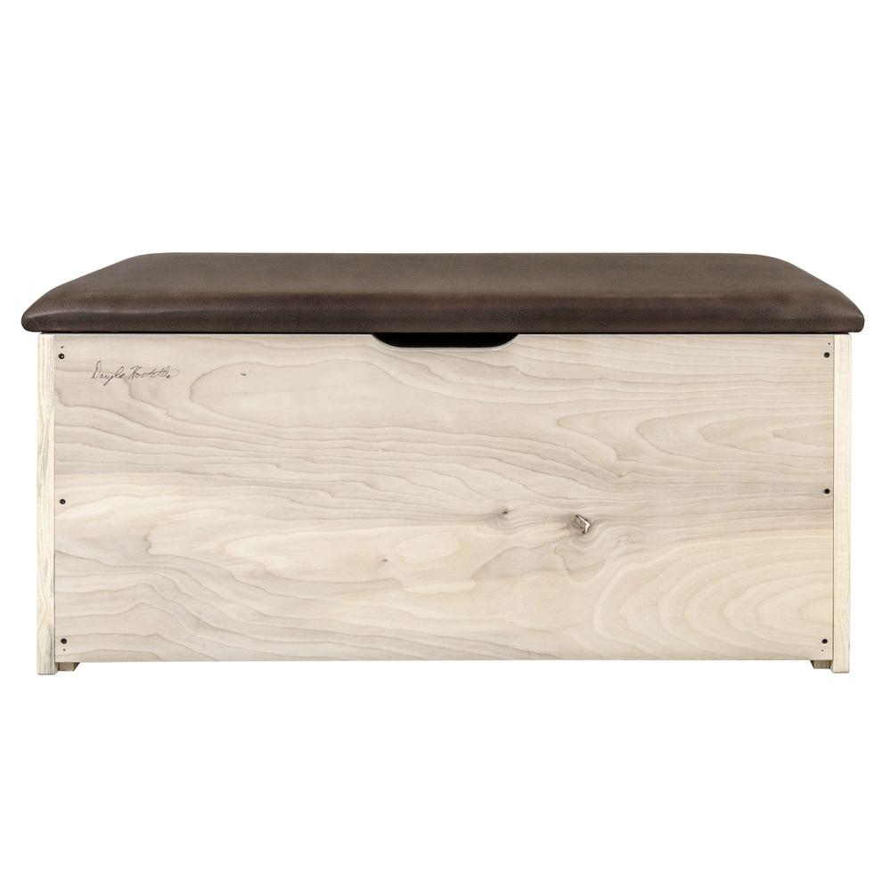 Homestead Collection Small Blanket Chest, Saddle Upholstery, Clear Lacquer Finish. Picture 6