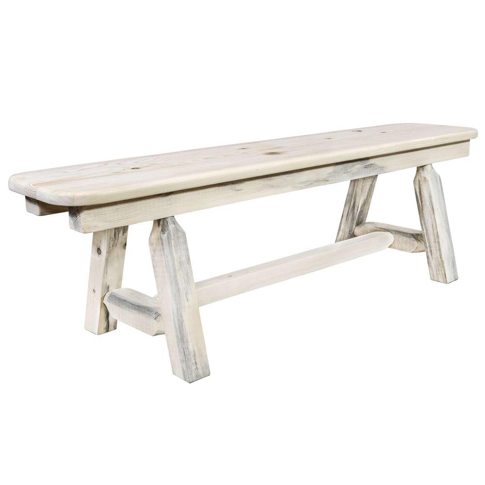 Homestead Collection Plank Style Bench, Clear Lacquer Finish, 5 Foot. Picture 1