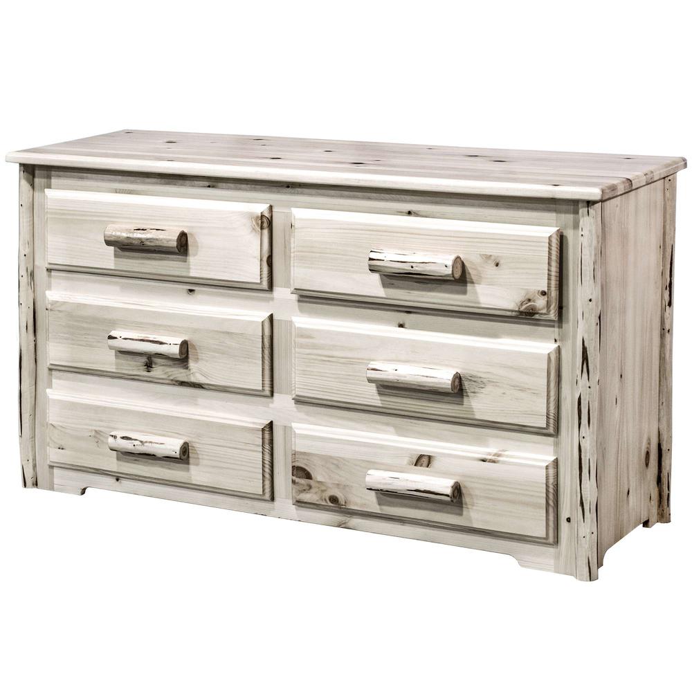 Montana Collection 6 Drawer Dresser, Clear Lacquer Finish. Picture 3