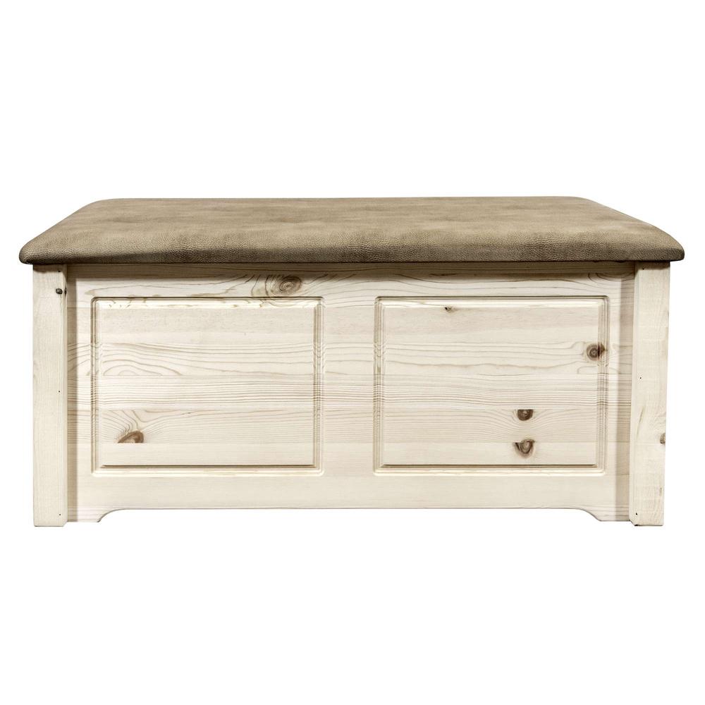 Homestead Collection Small Blanket Chest, Buckskin Upholstery, Clear Lacquer Finish. Picture 2