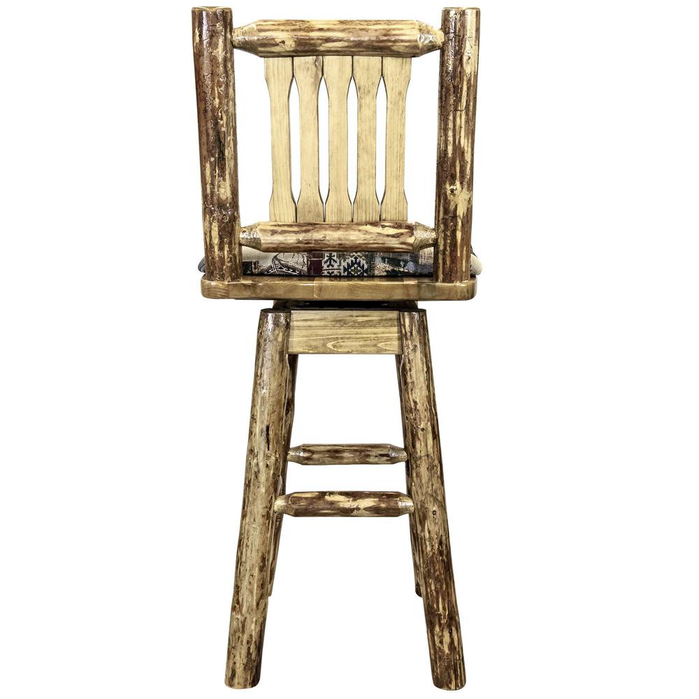 Glacier Country Collection Counter Height Barstool w/ Back & Swivel - Woodland Upholstery. Picture 5