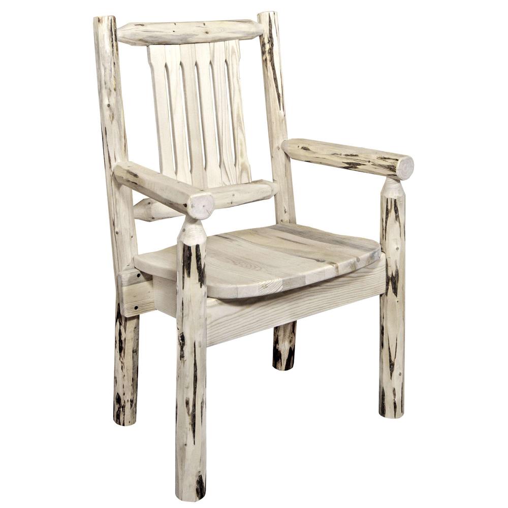 Montana Collection Captain's Chair, Clear Lacquer Finish w/ Ergonomic Wooden Seat. Picture 1