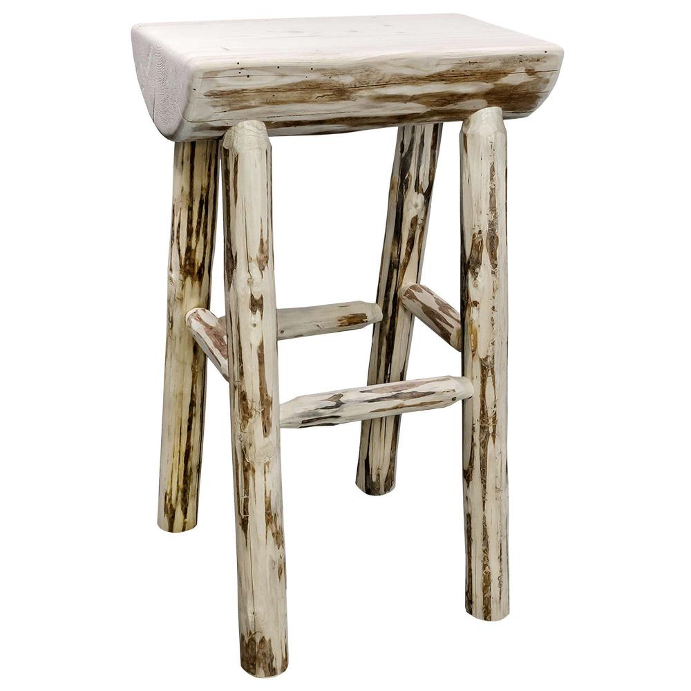 Montana Collection Half Log Barstool, Clear Lacquer Finish. Picture 1