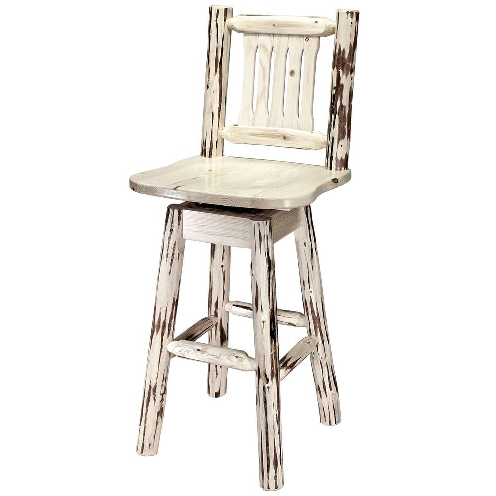 Montana Collection Barstool w/ Back & Swivel, Clear Lacquer Finish. Picture 2