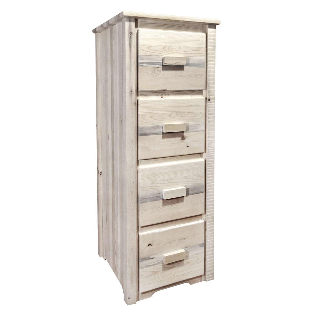 Homestead Collection 4 Drawer File Cabinet, Clear Lacquer Finish. Picture 1