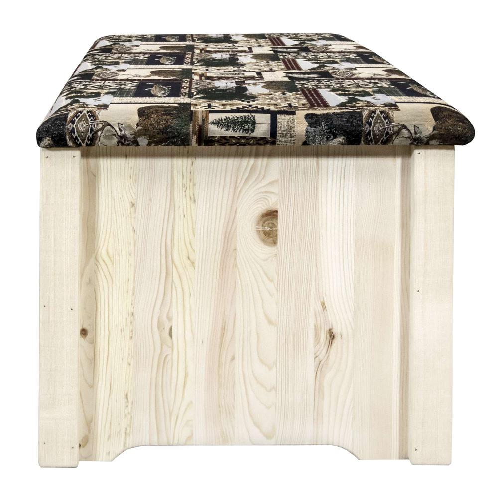 Homestead Collection Small Blanket Chest, Woodland Upholstery, Clear Lacquer Finish. Picture 5