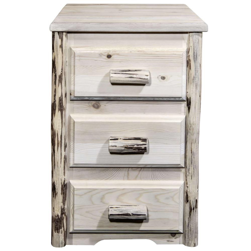 Montana Collection Nightstand with 3 Drawers, Clear Lacquer Finish. Picture 2