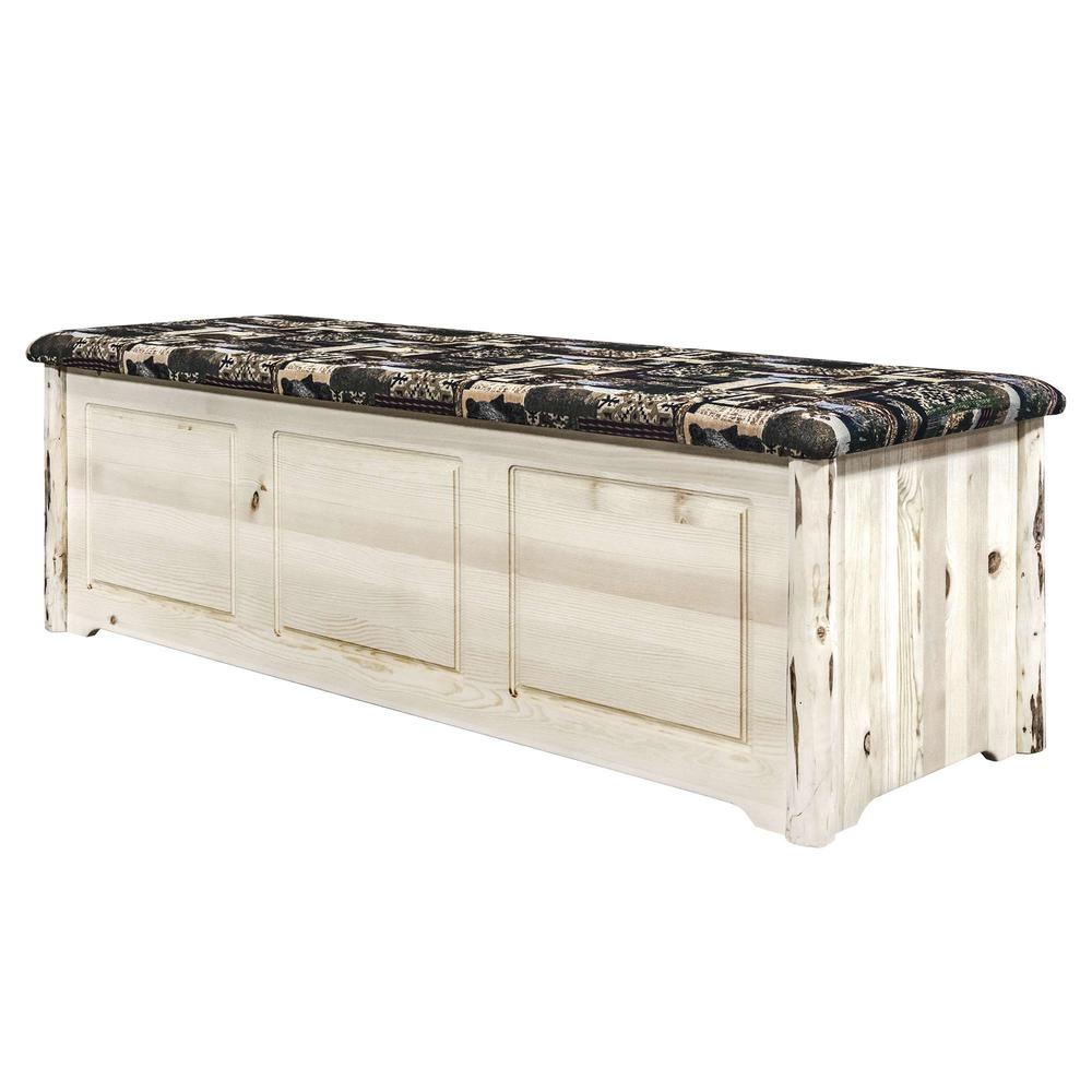 Montana Collection Blanket Chest, Woodland Upholstery, Clear Lacquer Finish. Picture 3