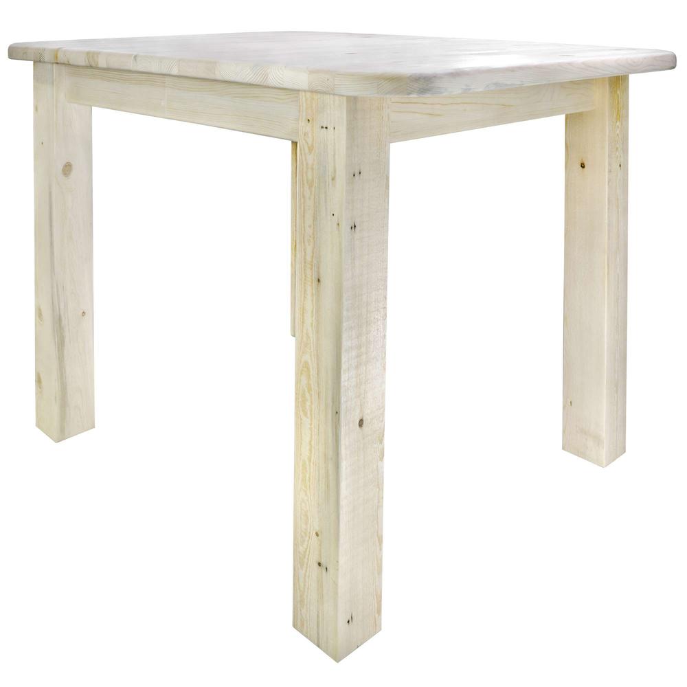 Homestead Collection Counter Height Square 4 Post Dining Table, Clear Lacquer Finish. Picture 2