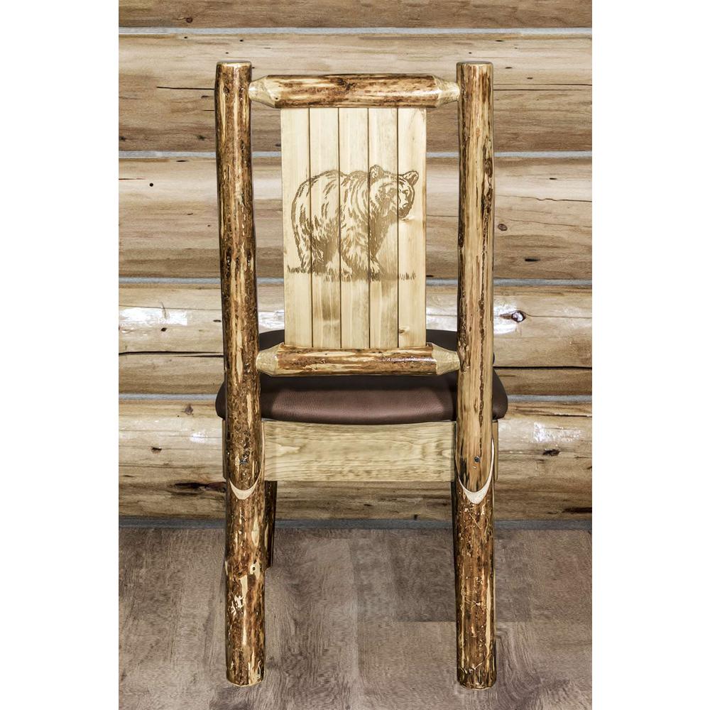 Glacier Country Collection Side Chair - Saddle Upholstery, w/ Laser Engraved Bear Design. Picture 7