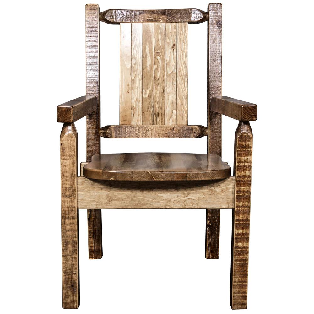 Homestead Collection Captain's Chair w/ Laser Engraved Elk Design, Stain & Lacquer Finish. Picture 4