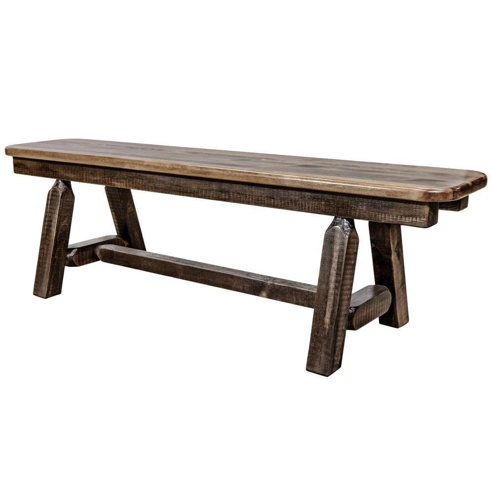 Homestead Collection Plank Style Bench, Stain & Clear Lacquer Finish, 5 Foot. Picture 3