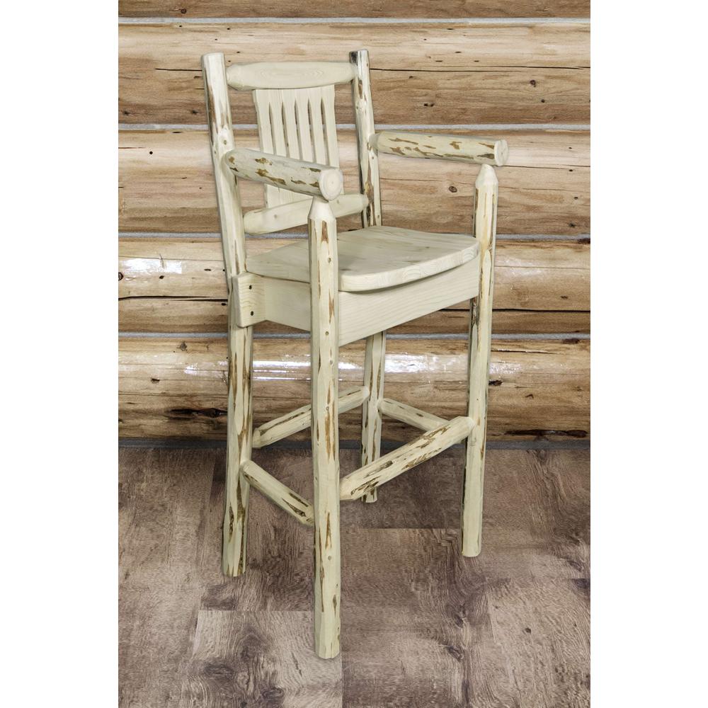 Montana Collection Captain's Barstool, Clear Lacquer Finish. Picture 3