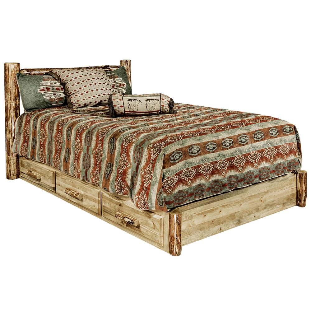 Glacier Country Collection Queen Platform Bed w/ Storage. Picture 1
