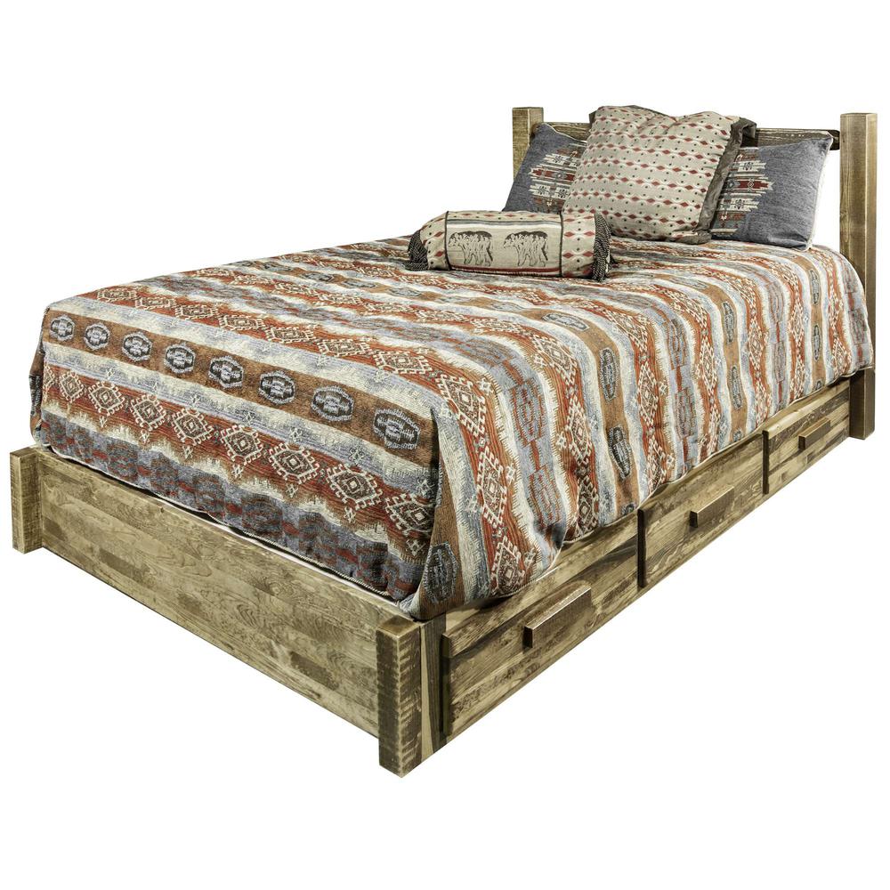 Homestead Collection Queen Platform Bed w/ Storage, Stain & Lacquer Finish. Picture 3