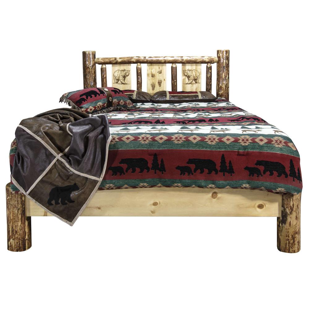 Glacier Country Collection Queen Platform Bed w/ Laser Engraved Bear Design. Picture 2