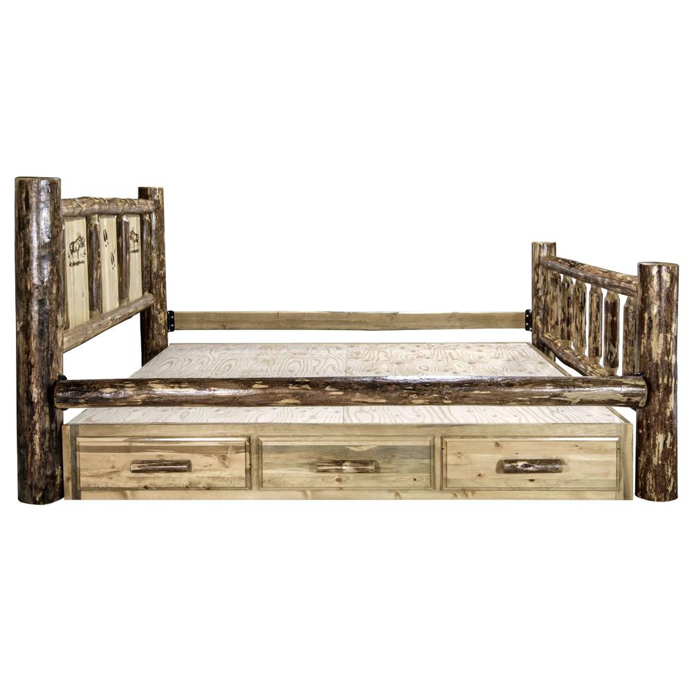Glacier Country Collection Queen Storage Bed w/ Laser Engraved Moose Design. Picture 8