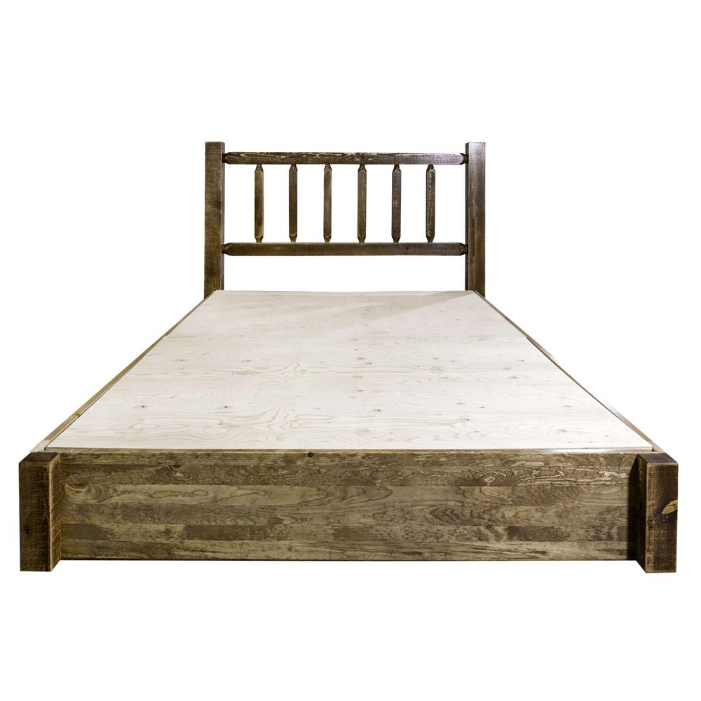 Homestead Collection Queen Platform Bed w/ Storage, Stain & Lacquer Finish. Picture 6