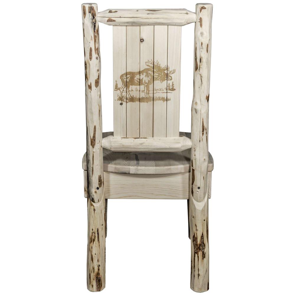 Montana Collection Side Chair w/ Laser Engraved Moose Design, Clear Lacquer Finish. Picture 2