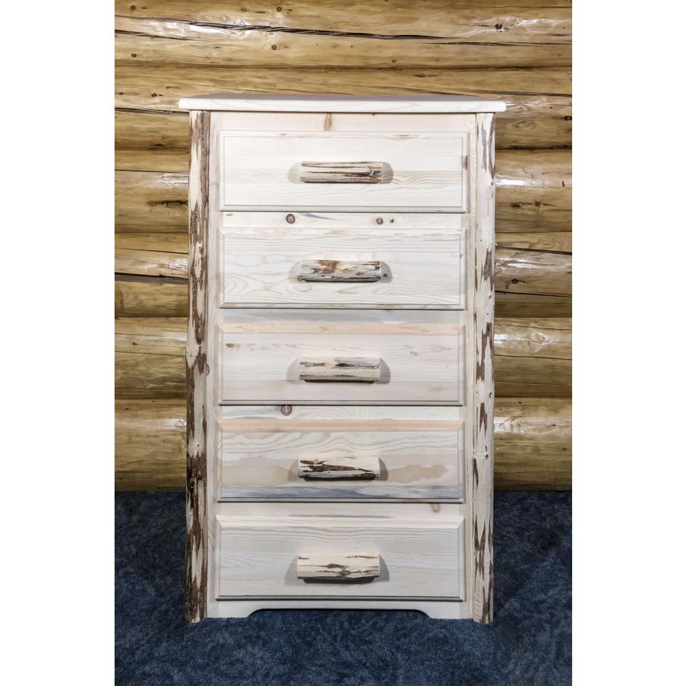 Montana Collection 5 Drawer Chest of Drawers, Clear Lacquer Finish. Picture 4