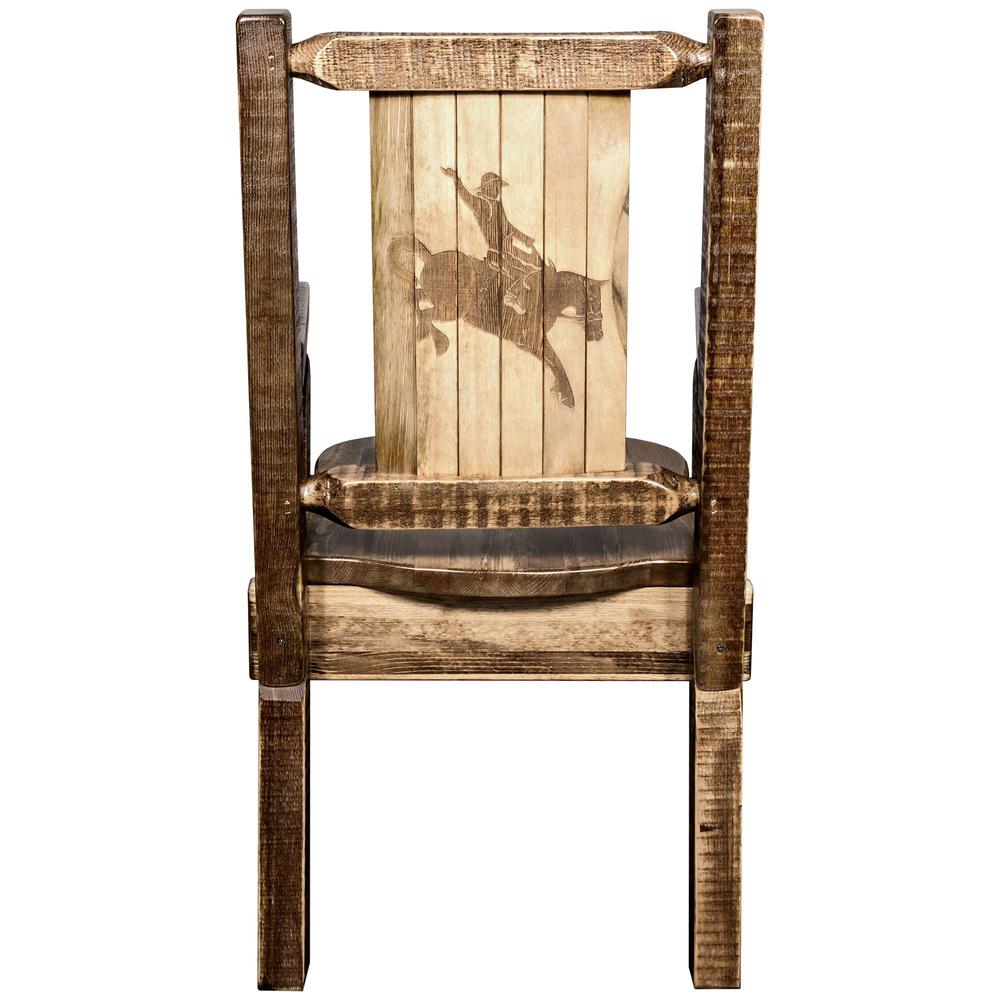 Homestead Collection Captain's Chair w/ Laser Engraved Bronc Design, Stain & Lacquer Finish. Picture 2