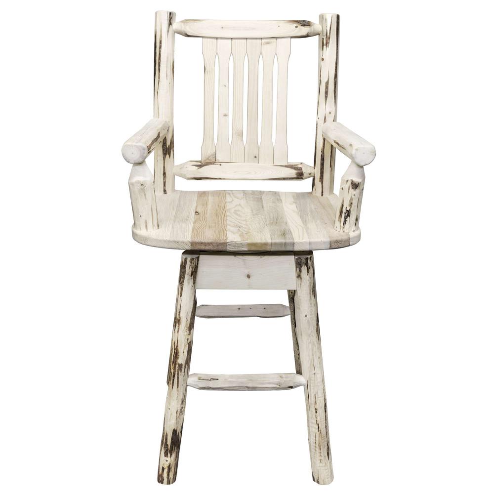 Montana Collection Counter Height Swivel Captain's Barstool, Clear Lacquer Finish. Picture 2