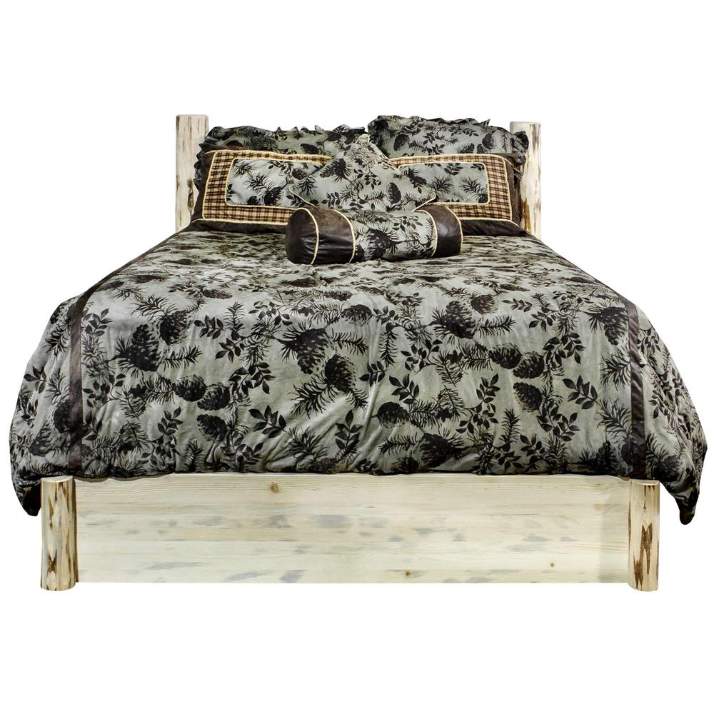Montana Collection Full Platform Bed w/ Storage, Clear Lacquer Finish. Picture 2