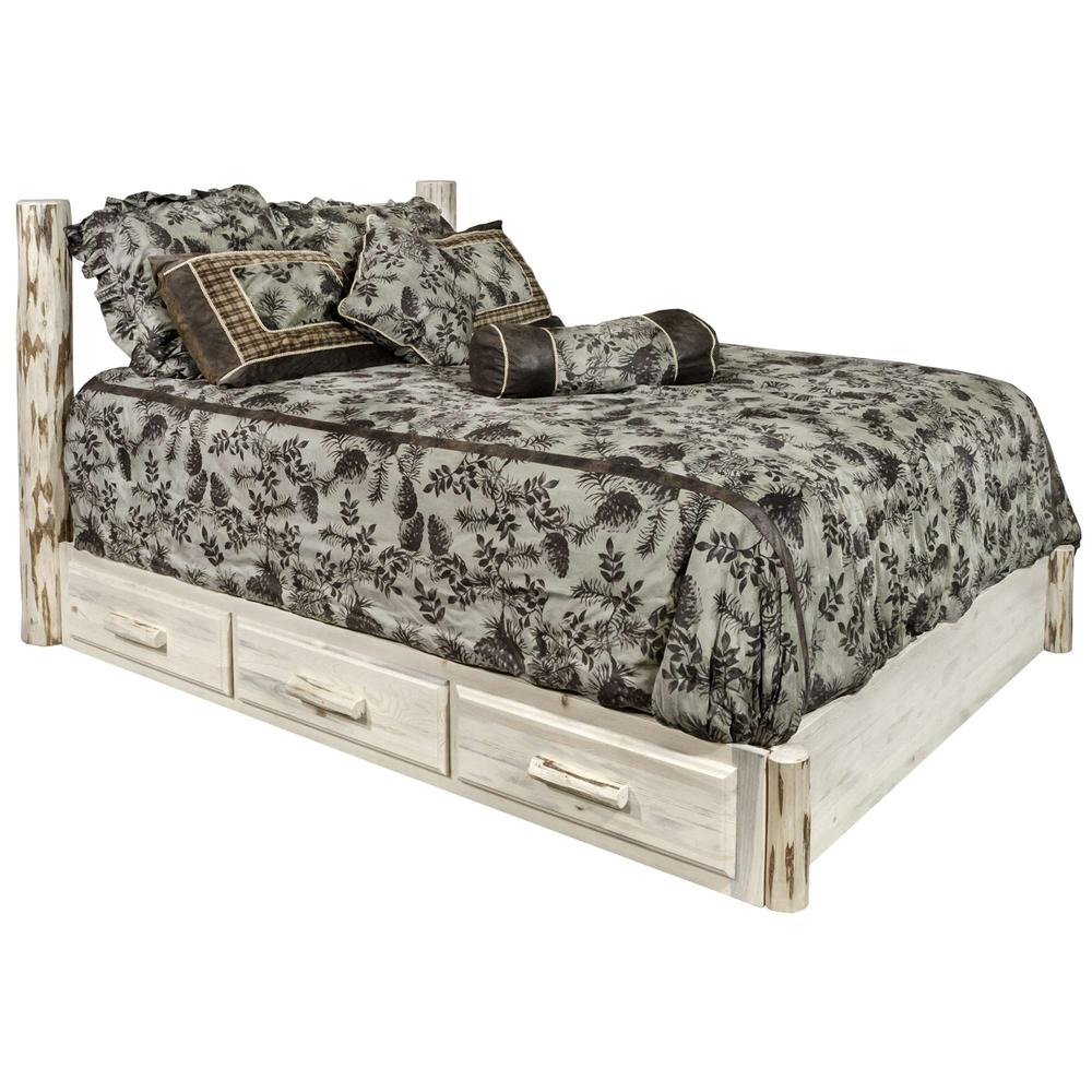 Montana Collection Full Platform Bed w/ Storage, Clear Lacquer Finish. Picture 1