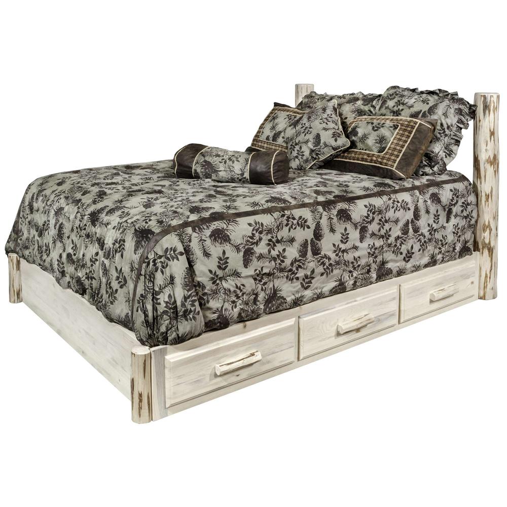 Montana Collection Full Platform Bed w/ Storage, Clear Lacquer Finish. Picture 3