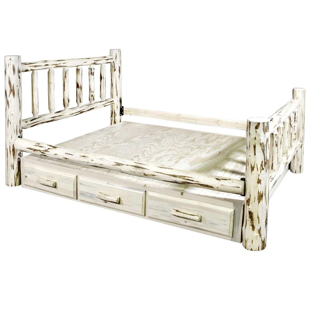 Montana Collection Full Bed w/ Storage, Clear Lacquer Finish. Picture 7