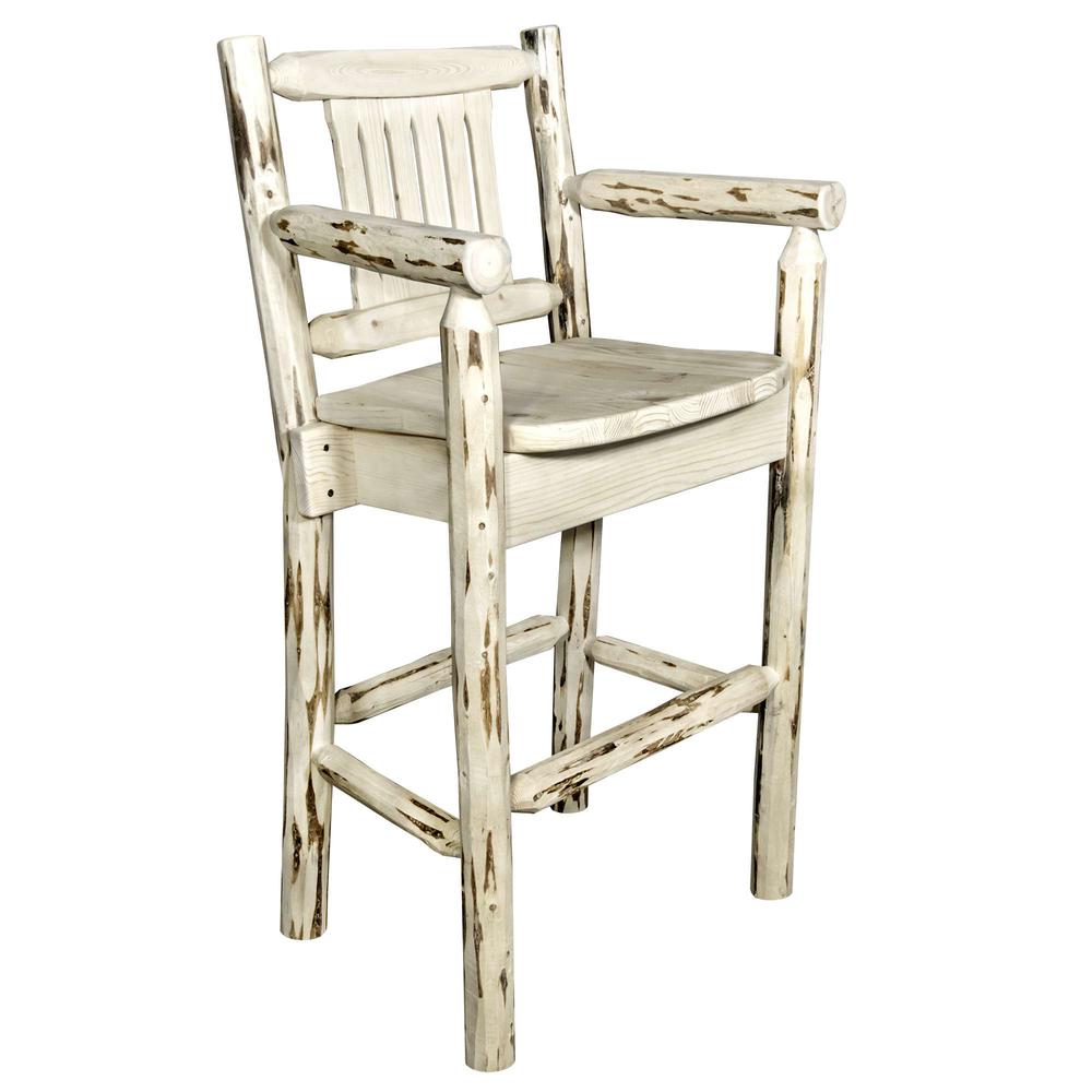 Montana Collection Counter Height Captain's Barstool, Clear Lacquer Finish. Picture 1