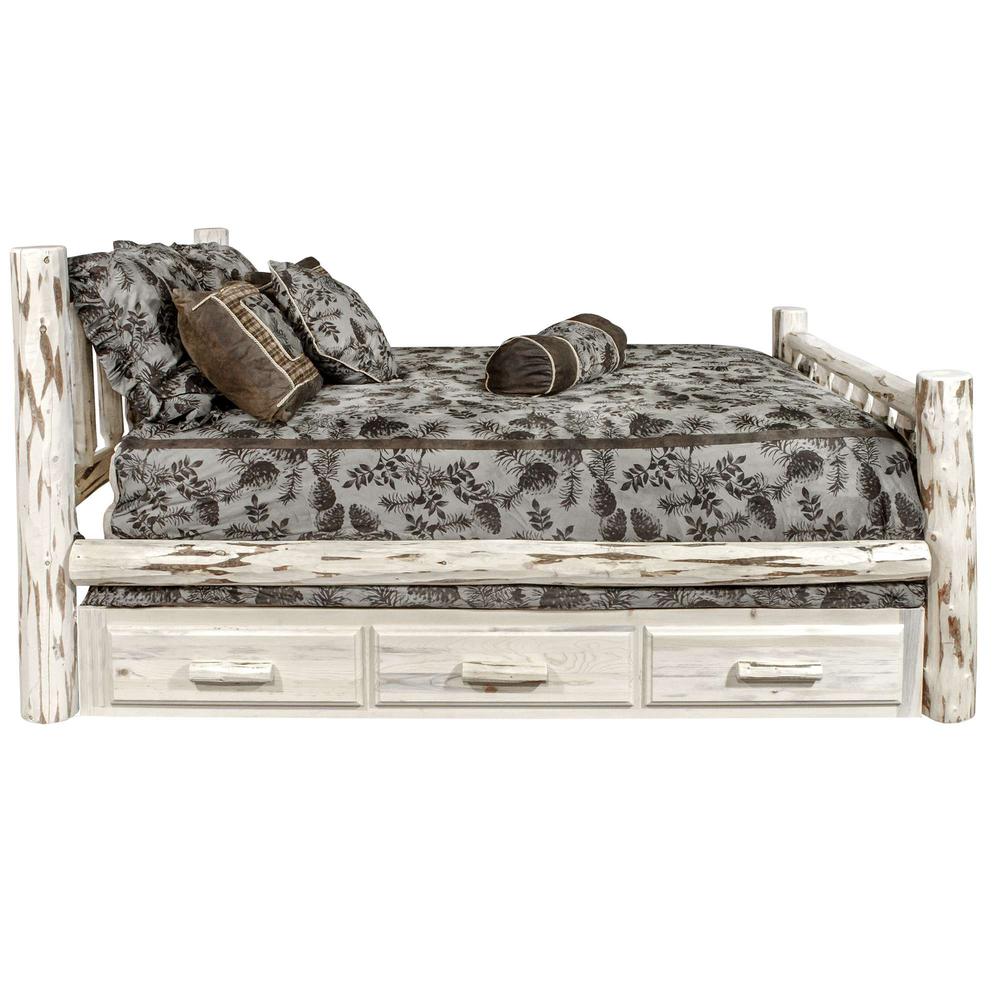 Montana Collection Full Bed w/ Storage, Clear Lacquer Finish. Picture 4