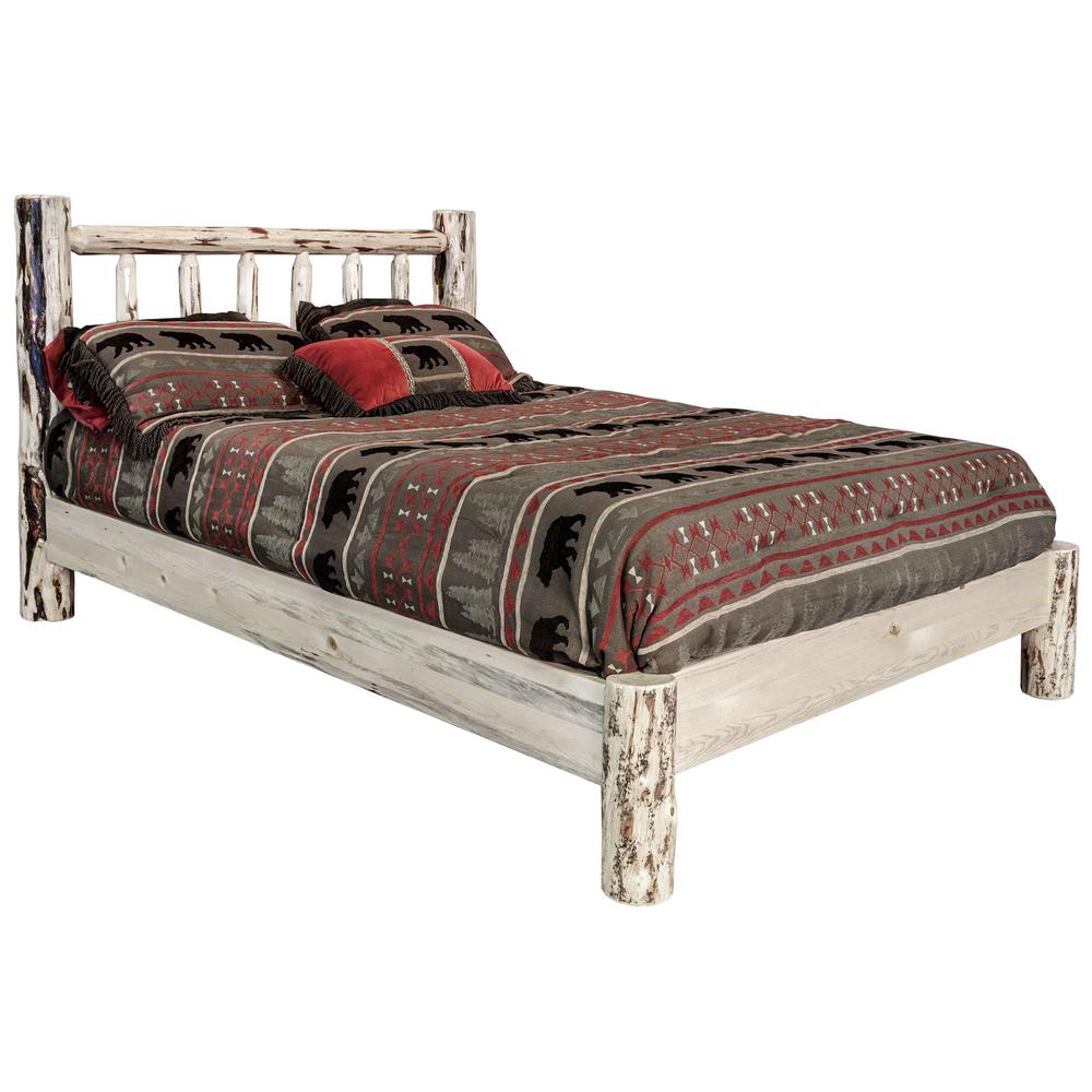 Montana Collection Full Platform Bed, Clear Lacquer Finish. Picture 1