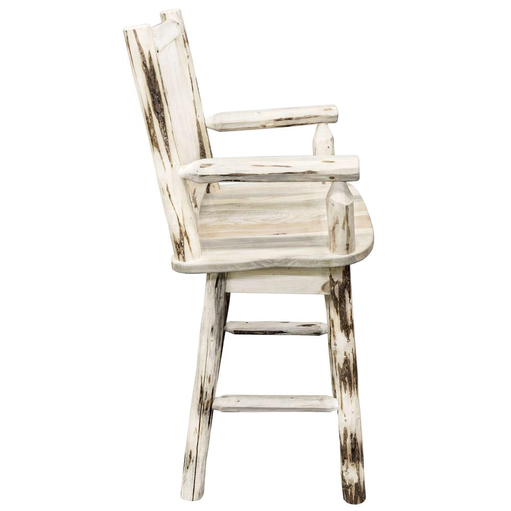 Montana Collection Counter Height Swivel Captain's Barstool, Clear Lacquer Finish. Picture 4