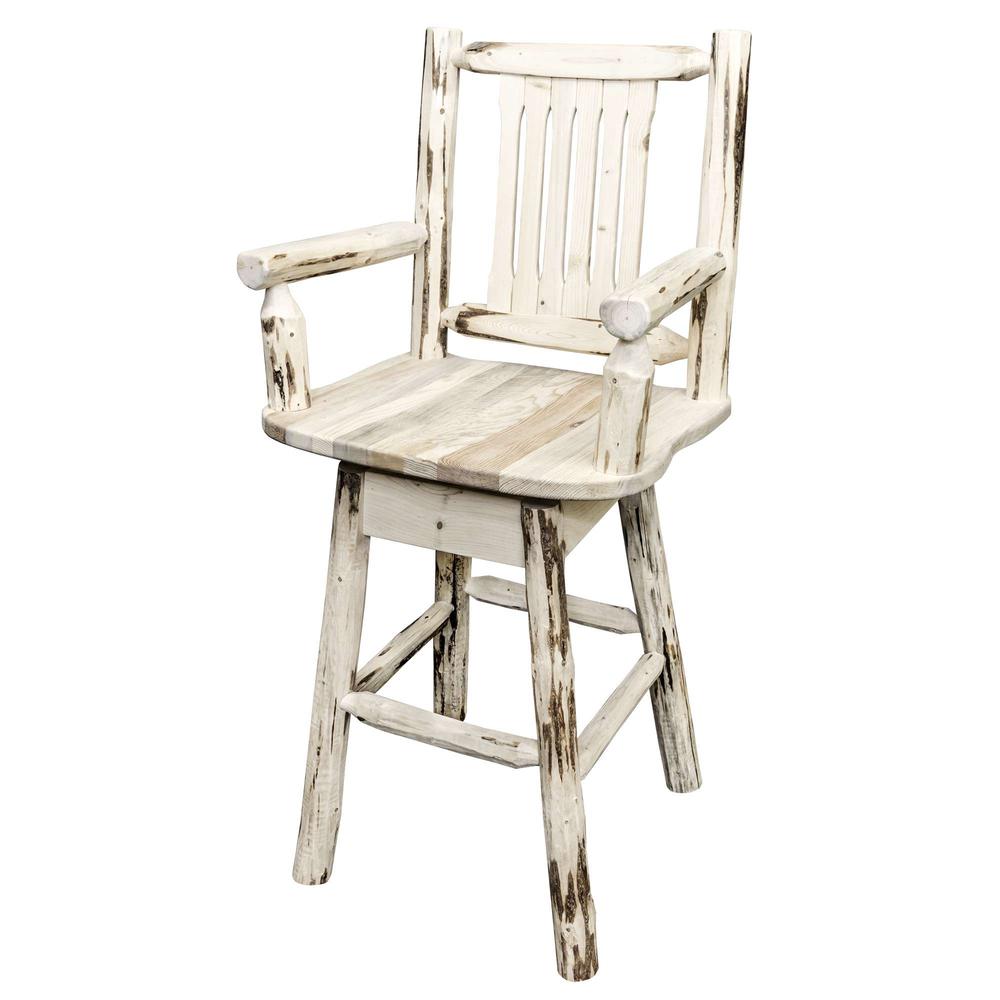 Montana Collection Counter Height Swivel Captain's Barstool, Clear Lacquer Finish. Picture 3
