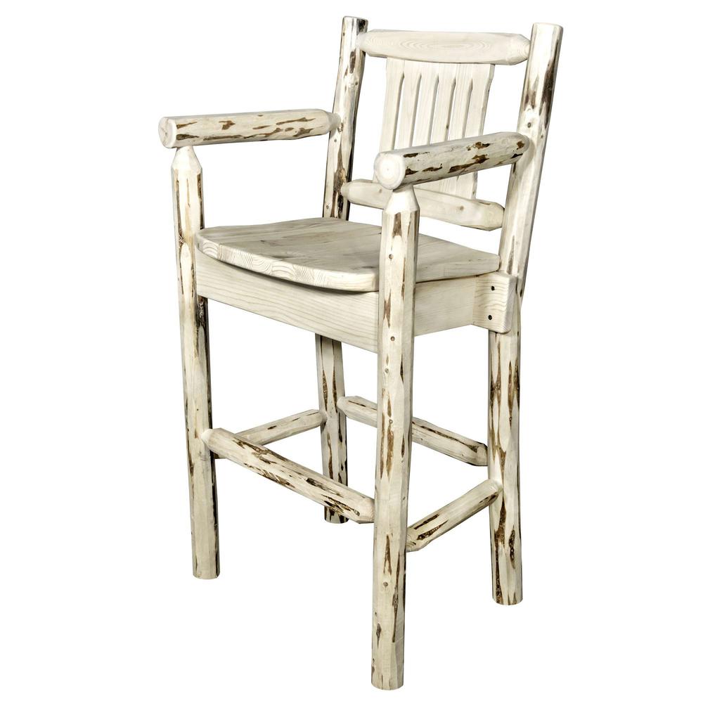 Montana Collection Counter Height Captain's Barstool, Clear Lacquer Finish. Picture 2