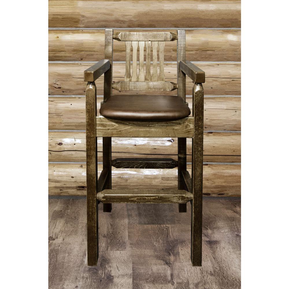 Homestead Collection Captain's Barstool - Saddle Upholstery, Stain & Lacquer Finish. Picture 3