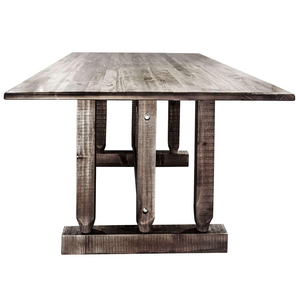 Homestead Collection Trestle Based Dining Table, Stain & Clear Lacquer Finish. Picture 4
