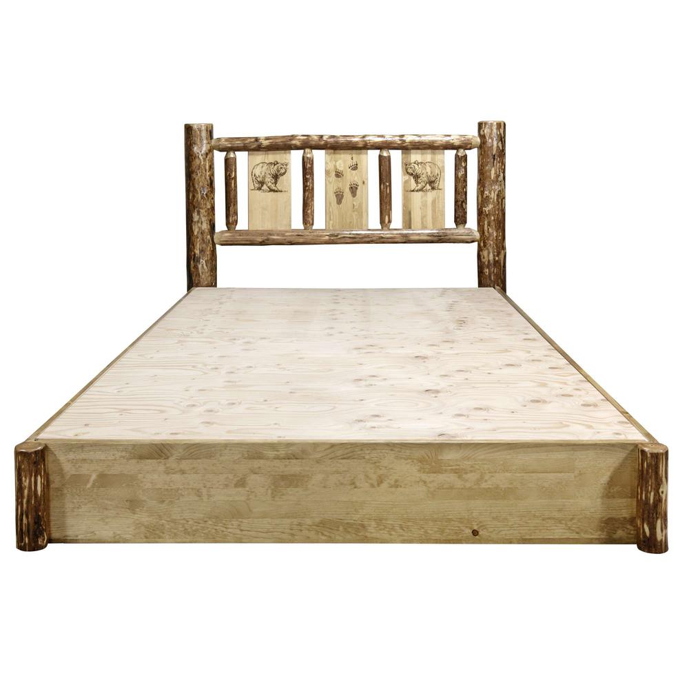 Glacier Country Collection Platform Bed w/ Storage, California King w/ Laser Engraved Bear Design. Picture 6