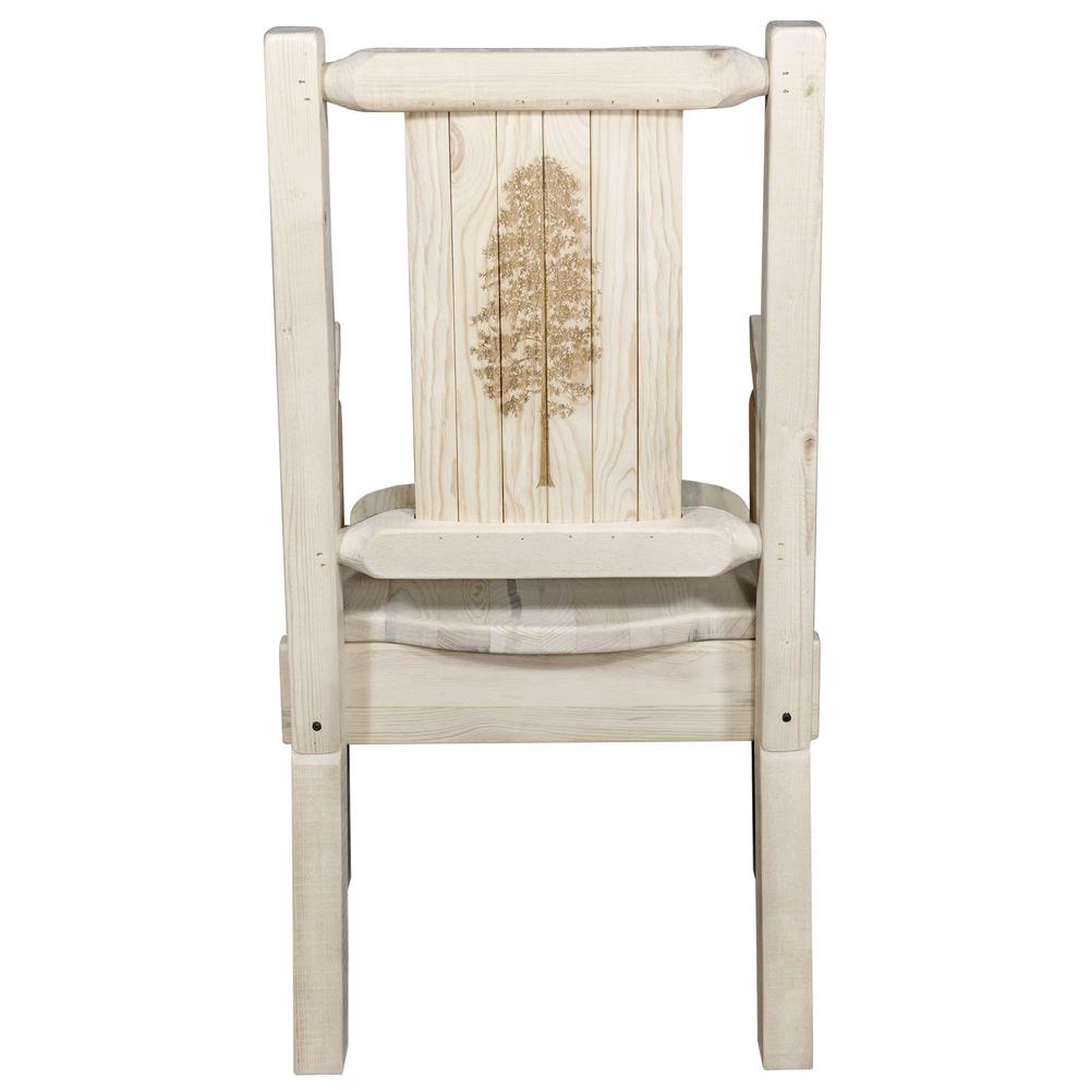 Homestead Collection Captain's Chair w/ Laser Engraved Pine Tree Design, Clear Lacquer Finish. Picture 2