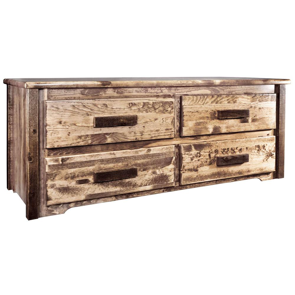 Homestead Collection 4 Drawer Sitting Chest, Stain & Clear Lacquer Finish. Picture 1