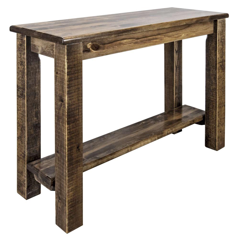 Homestead Collection Console Table w/ Shelf, Stain & Clear Lacquer Finish. Picture 1
