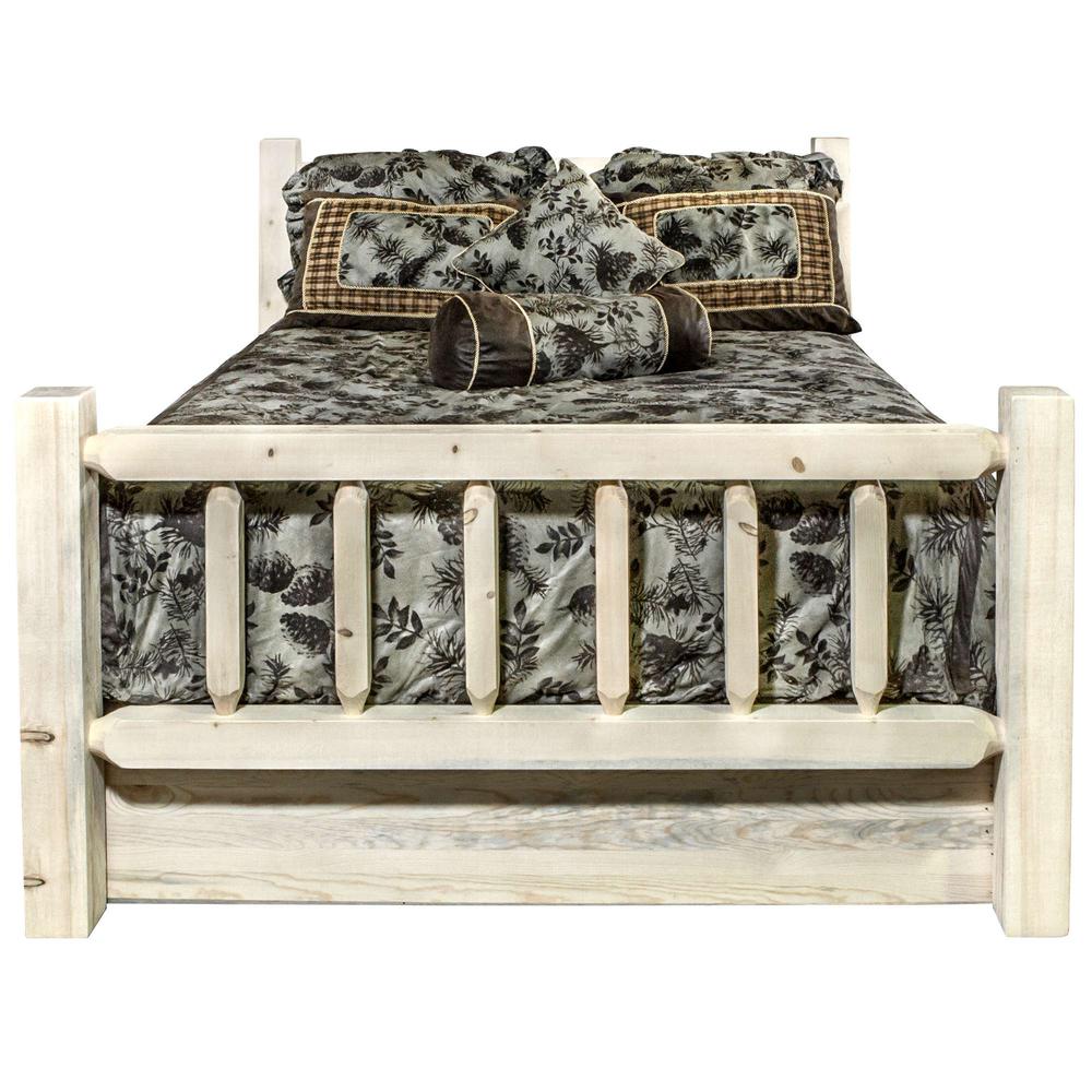 Homestead Collection Queen Bed w/ Storage, Clear Lacquer Finish. Picture 2