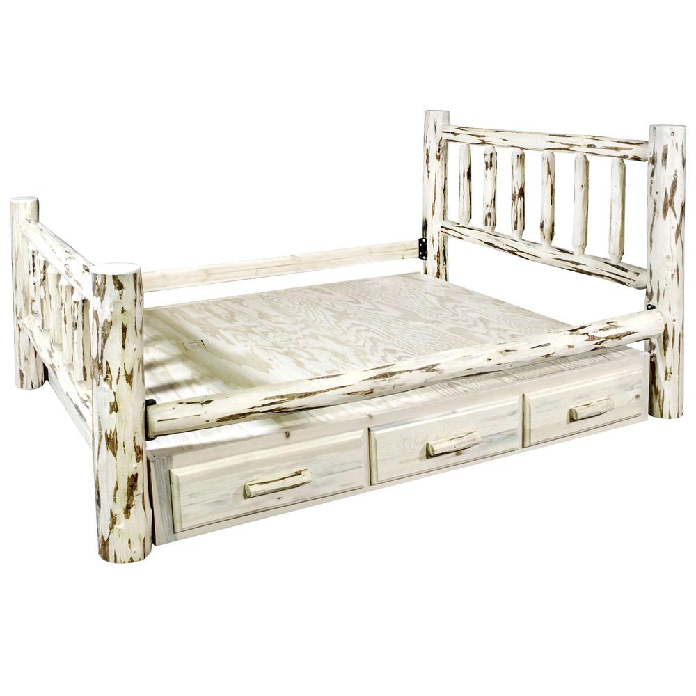 Montana Collection Queen Bed w/ Storage, Clear Lacquer Finish. Picture 8