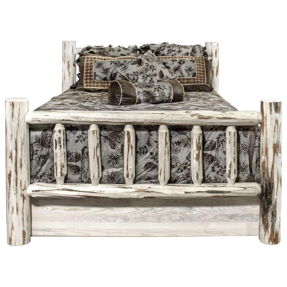 Montana Collection Queen Bed w/ Storage, Clear Lacquer Finish. Picture 2